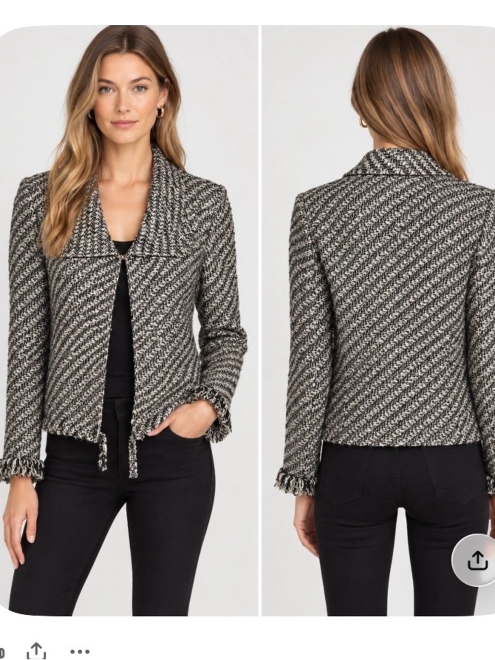 Missoni Tweed Open-Front Jacket - Black & White Size 6